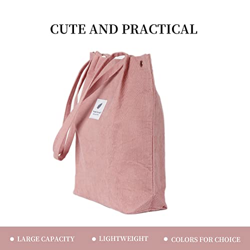 Image of Corduroy Tote Bag Cute Tote Bags for Women Shoulder Bag with Inner Pocket for Work Beach Travel and Shopping Grocery