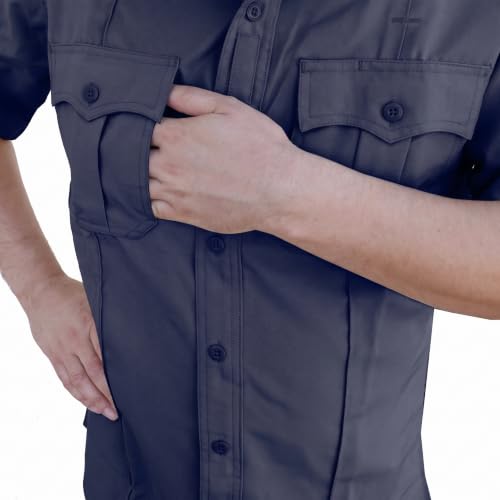Image of First Class 100% Polyester Short & Long Sleeve Zippered Uniform Shirt 4 Pocket Hidden, Law Enforcement BDU Zipper Closure.