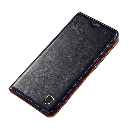 For IPhone 17/17 Air/17 Pro/17 Pro Max用ケース、カードスロット付きキックスタンド付きマグネット式フリップフォリオブック型携帯カバー、プレミアム本革ウォレットケース(Blue,17 Pro)