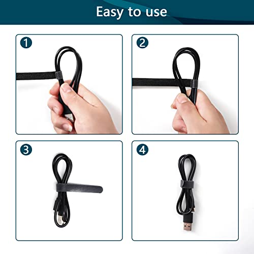 50PCS 6 Inch Adjustable 6-Inch Cord Organizer Ties, Fastening Cable Ties, Microfiber Cloth Used for Computer Link Cable Cord Management USB Cable Cable Ties (Black) miniatura 3