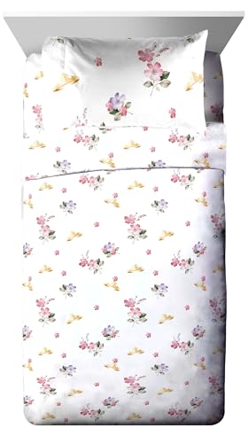 Image of Disney Princess Twin Comforter Set 5 Piece Bedding for Girls, Pink | Cinderella Rapunzel Ariel, Bed in a Bag, Comforter Sheets Sham Pillowcase, Official Product, Machine Washable, Girls Gift
