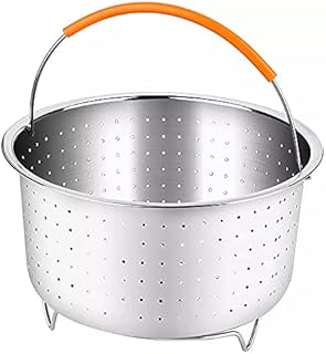 Sturdy Steamer Basket, Steamer Insert Basketsf, Stainless Steel Steamer Insert with Silicone Covered Handle, Great Accessory for Cooking Vegetable Fruits Eggs (3QT)