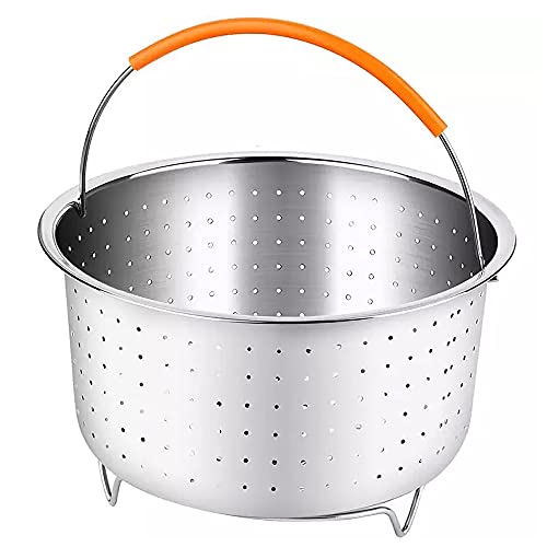 Panier à Vapeur en Acier Inoxydable, 3QT Panier à Vapeur de Légumes, Panier de Nettoyage de Fruits, Panier Vapeur INOX avec Poignée Recouverte Silicone...