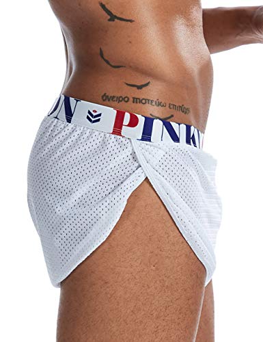 Image of MIZOK Men's Slit Side Bodybuilding Shorts Breathable Mesh Workout Yoga Short