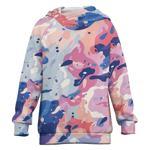 Pink And Purple Camouflage PatternChildren's Raglan Sleeve Hoodie, Suitable for Home And Outdoor Use12-13Y