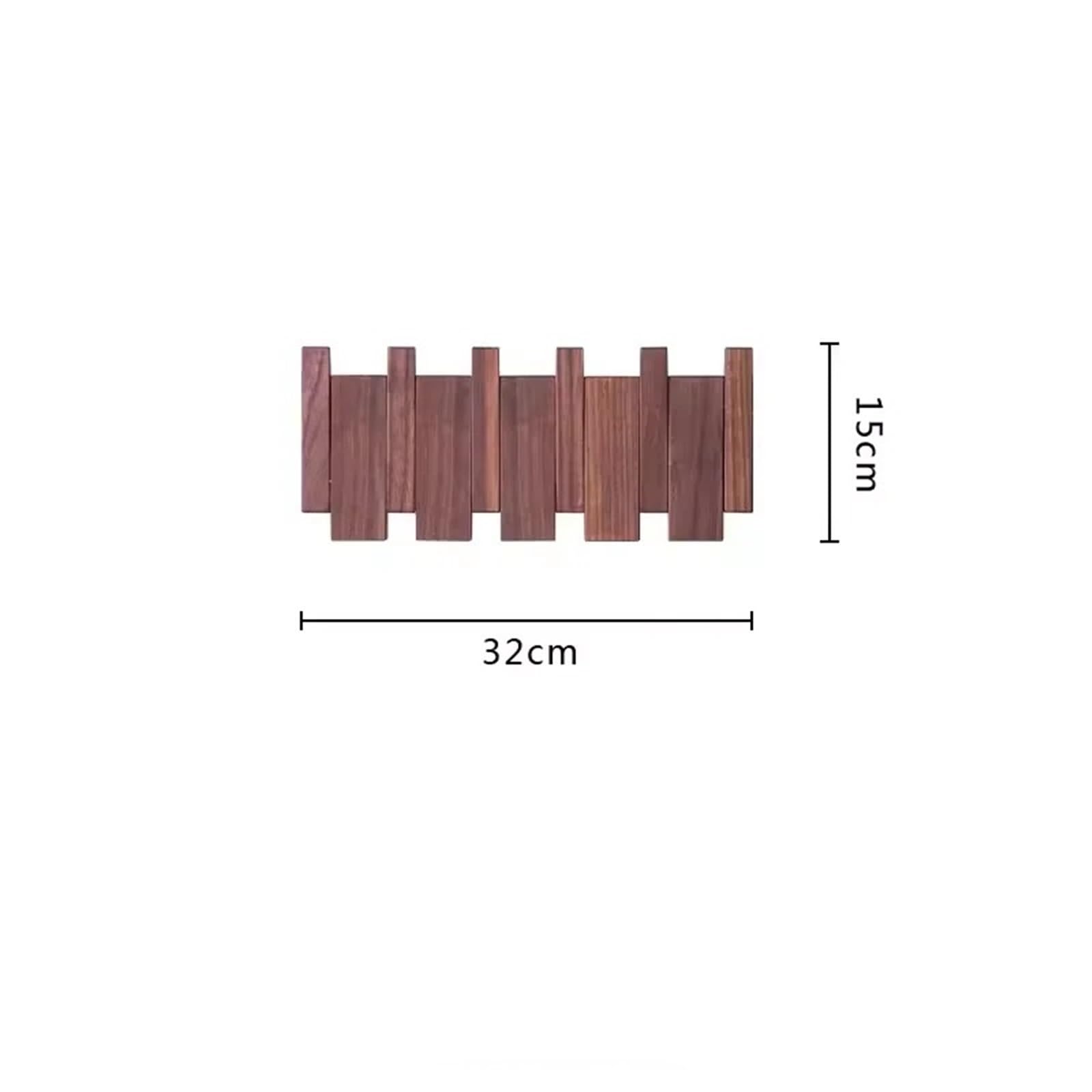 Porte-manteau mural en noyer à suspendre au mur, porte d'entrée, porche, porte-manteau perforé en bois massif perforé pour clés de piano, crochets à vêtements (marron, 32 x 15 cm)