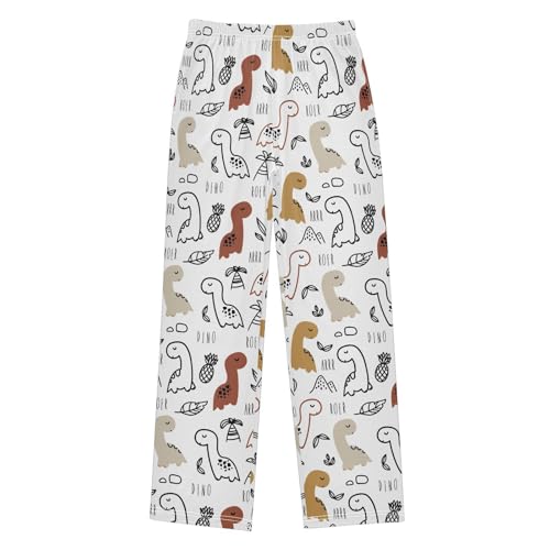 Lovely Dinosaur Roar Boys Long Pants Soft Trousers Elastic Waist Kids Lounge Bottoms with Pockets S-XL