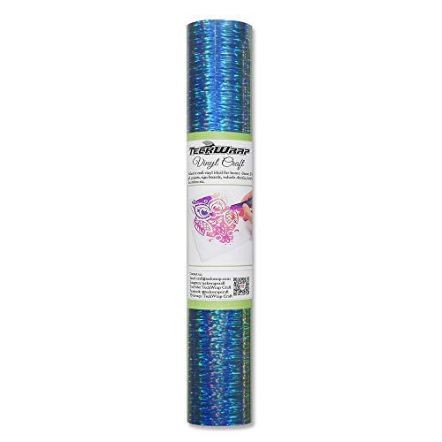 TECKWRAP Holographic Starlight Adhesive Vinyl,1ftx5ft,Lake Blue