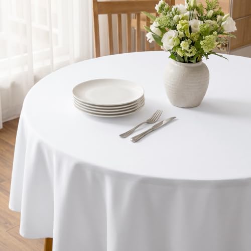 Softalker Tischdecke Rund 160 cm Weihnachten Weiß Abwaschbar Tischtuch – Ansicht 1