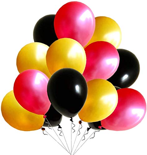 Elecrainbow 100 Count 12 Inch 320 Grams Thickened Balloons For Graduation Birthday Baby Shower Wedding Thanksgiving Anniversary Party Decorations,Red, Black & Gold Assorted #TOP6