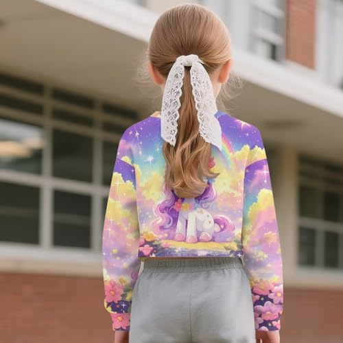 Girls Kids Sweatshirts Hoodies Crew Neck Pullover Long Sleeves Top Casual Fall Soft Shirt Outfits for 5-14 Teens2