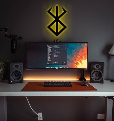 Image of AD INFINITUM LED Wall Lamp, Comic Lover, Bat Cave, Night Lamp, for Gift, Kids Room, Gaming Setup, Gaming Room, Man Cave (BRSRK Logo Multicolor Light)