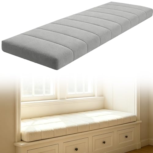 Cojín Banco Exterior Interior Cojín Asiento Antideslizante Funda Desmontable Cremallera Oculto 50D Alta Densidad Espuma Suave Jardín Terraza Cocina Ventana Paleta(Dark Gray,43'x10'/110x25cm)