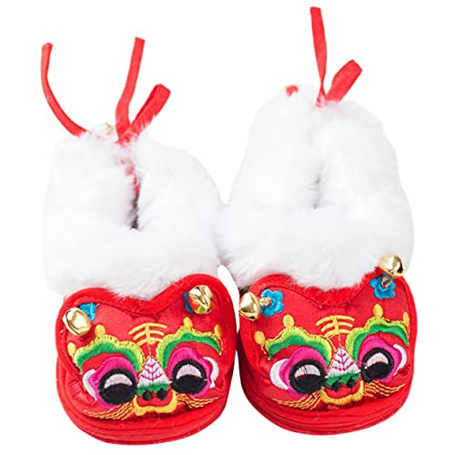 PartyKindom 1pair Tiger Embroidered Boy Girl Shoes Warm Walking Shoes Non- Footwear for Boys and Girls Comfortable for