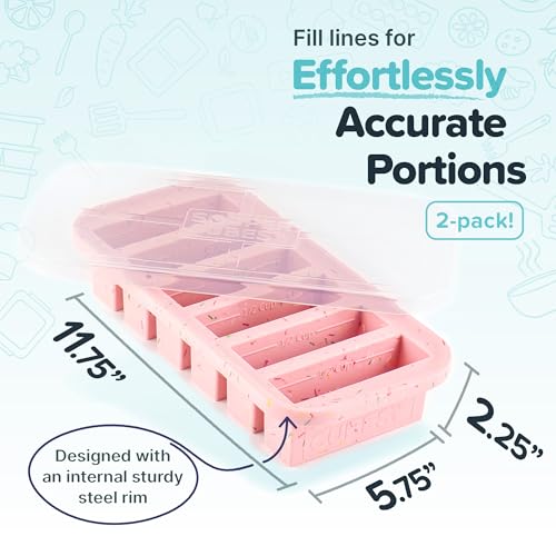Image of Souper Cubes 1 /2 Cup Silicone Freezer Molds with Lids, Cotton Candy, 2-Pack | 100% Platinum-Cured Silicone Freezer Cubes, Oven & Microwave Safe, Perfect for Freezing Broth, Sauces, Sides and More