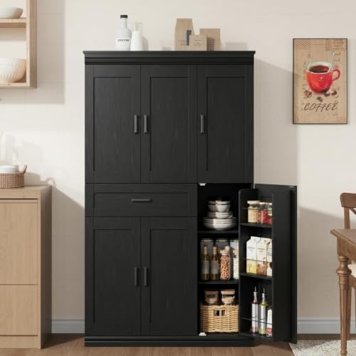 Garvee 70" Tall Kitchen Pantry Storage Cabinet, Modern Kitchen Hutch Cabinet with Doors and Shelves, Freestanding Food Pantry with Large Storage Drawer for Dining Room and Household Organization by Garvee - Image 6