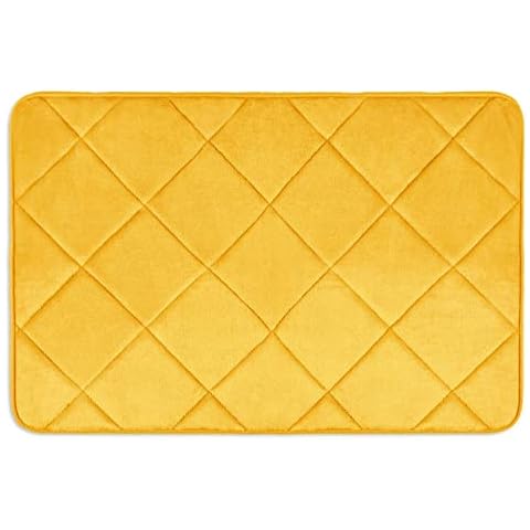 SoHome Soft Step Bennett Machine Washable Microfiber Top, Memory Foam Bath Mat, Yellow, 17"x24" Cover