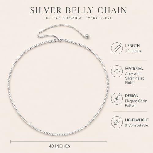 Image of VAMA Sexy Stone Hip Belly Chain Saree Waist belt karddhani vaddanam Bikni Kamarbandh Body Kamarchain Kamarband for women Girls (Silver Hip Kamar Chain)