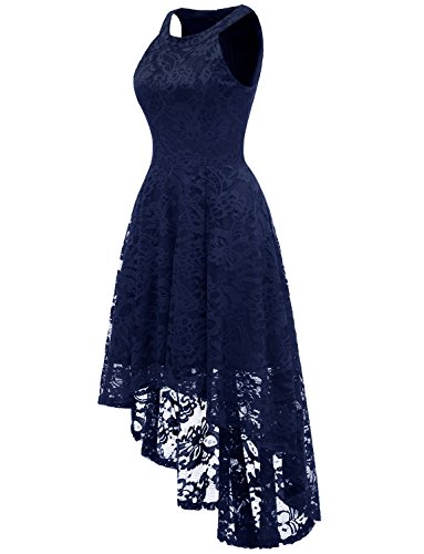 Dressystar 0028 Halter Floral Lace Cocktail Party Dress Hi-Lo Bridesmaid Dress Navy M #TOP1