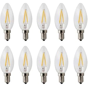 (Set van 10) C7 LED-lampen, AC 220V 2W E14 Dimbare LED-gloeidraadkaars LED-gloeilamp, Torpedovorm kogeltop, 20W…