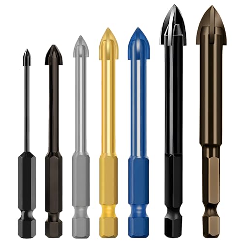 Set di Punte per Piastrelle, Punte per Vetro in Sette Dimensioni, Set di Punte per Pietra per Piastrelle in Ceramica Porcellanata, Cemento, Vetro, Specchi, Plastica, Legno (3/4/5/6/8/10/12 mm)