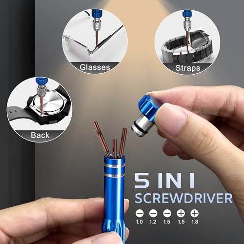 Image of JOREST Watch Repair Tool Kit, Battery Replacement, Strap Adjustment, Bracelet Pin Removal, Band Link Remover, Resizing Tool, Wrench Opening Cover, Case Back Opener, Screwdriver, Spring Bar