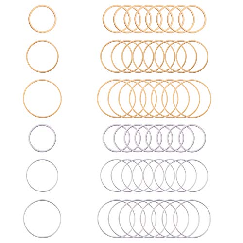 UNICRAFTALE 48pcs 19.5/15.5/12mm Verbindungsringe 304 Edelstahl Kreisrahmen Verbinder Golden & Edelstahl Farbe O Muster Ring Schmuck Links Für Armband Halskette Schmuckherstellung Cover