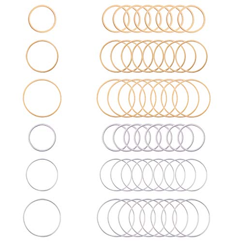 UNICRAFTALE 48pcs 19.5/15.5/12mm Anelli di Collegamento 304 Connettori per Cornici Circolari in Acciaio Inossidabile Connettori per Gioielli in Acciaio Inossidabile Dorato Colore O Modello Anello