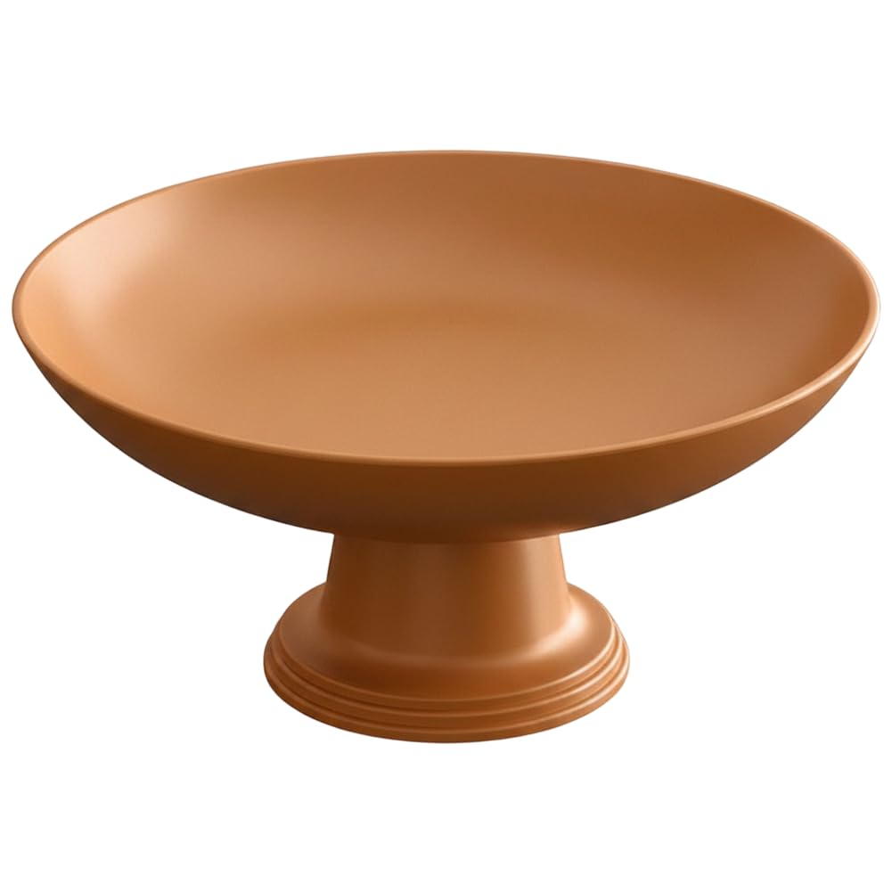 Sslvya Fruit Bowl for Kitchen Counter, Wood Grain Pedestal Fruit Basket, Round Serving Bowl for Fruit Vegetable Storage Table Decor