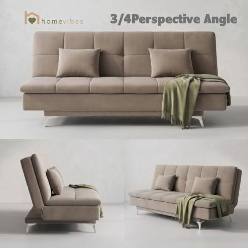 Image of Velum 3 Seater Sofa for Living Room & Office | Premium Fabric Upholstery | Solid Wood Frame | Comfortable Seating | 3 Years Warranty (Beige, Sofa Cum Bed)