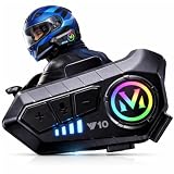 Fone de Capacete Bluetooth V10 com Cancelamento de Ruído, GPS e Atendimento de Chamadas, RGB LED com Headset