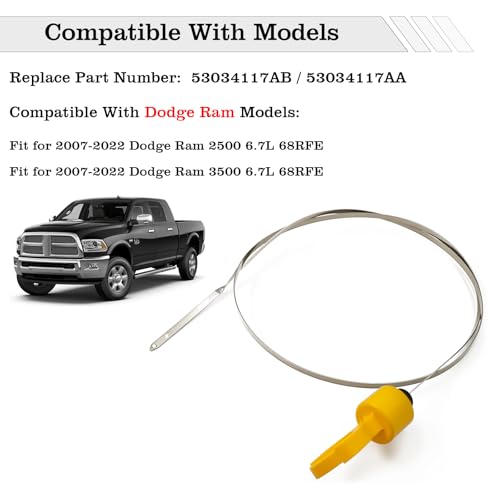 Image of 53034117AB Transmission Fluid Dipstick, Compatible with Dodge Ram 2500 3500 6.7L 68RFE 2007-2022, Transmission Fluid Level Indicator, Replace 53034117AA