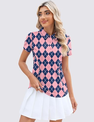 Image of TFSDOD Womens Golf Polo Shirts Collared Short Sleeve T Shirt Lightweight Moisture Wicking Polo Casual 3 Buttons Outfits