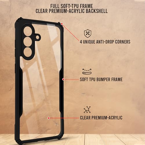 Image of Jkobi Hybrid Back Cover Case for Samsung Galaxy A37 5G (Shockproof with Polycarbonate Clear Panel | Professional Black)
