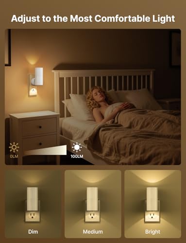 Image of Likelgn Night Light Plug into Wall, 2 Pack Dimmable LED Nightlight with Dusk to Dawn Sensor, Soft White Glow, for Hallway, Bathroom, Bedroom, White