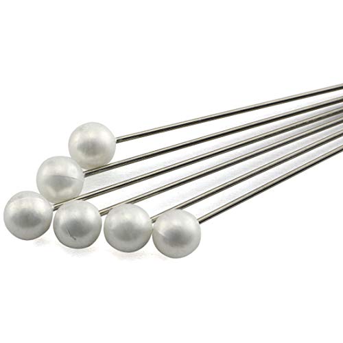 HJ Garden 100PCS Corsages Pins Pearl Ball Head Straight Pins Flower Pins Weddings Bouquet Floral Pins 6x65mm