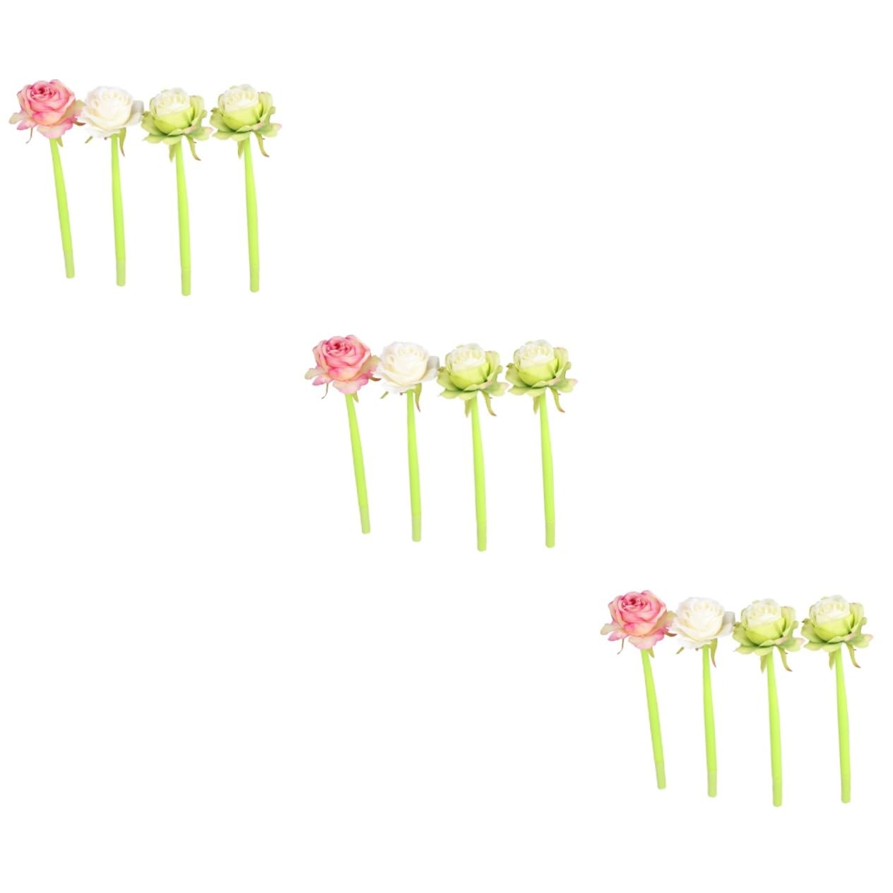 NUOBESTY 12pezzi Penne Gel Con Design Di Rosa Penne Romantiche e Creative Per Ufficio Scuola e Uso Familiare Inchiostro Blu Stile Casuale