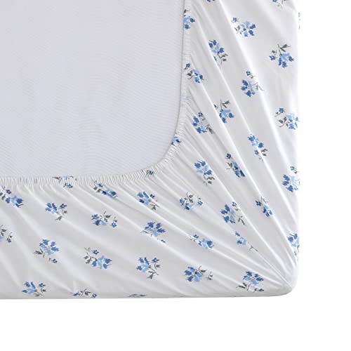 Image of Stone Cottage - Queen Size Percale Sheet Set with Fitted Sheet & Pillowcases, 100% Cotton Crisp & Cool Bedding, Breathable, Sketchy Ditsy Blue