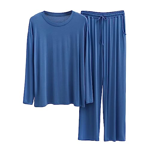 Pyjama long homme 2 pièces en coton léger pour nuit et détente à la maison