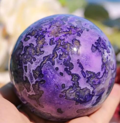 Sphère en agate mousse et améthyste pour la divination par le regard - 7