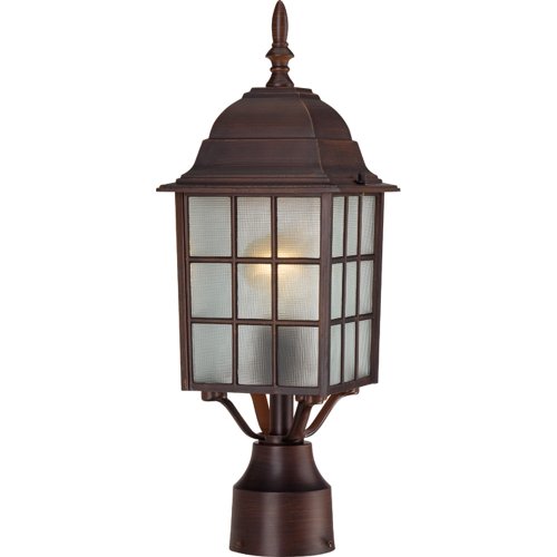Image of Nuvo Lighting 60 /4908 Adams One Light Post Lantern 100 Watt A19 Max. Frosted Glass Rustic Bronze Outdoor Fixture