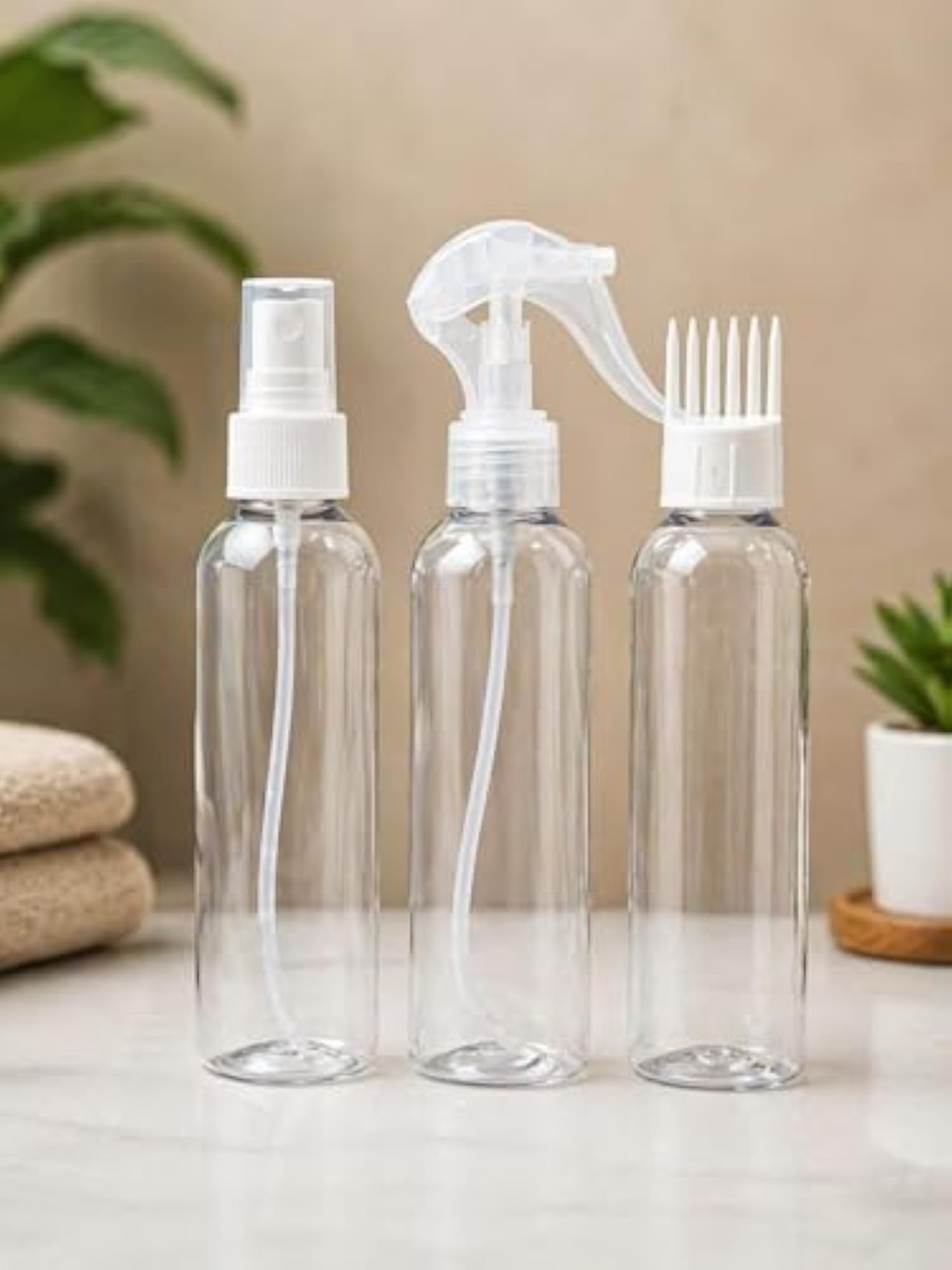 Transparent 200 ml Refillable Plastic Spray Bottles Set