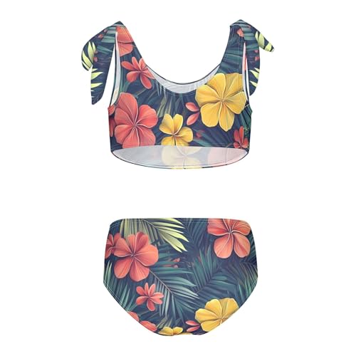 Tropical Palm Leaves Hawaiian Flowers Girls Bikini Sets 2 Piece Swimsuits Bathing Suit Swimwear2