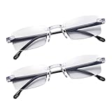 Lwezgi 2 Stück Brille mit Automatischer Sehstärke, Intelligente Brillen, Retro-Fassungen Ultraleicht und Komfortabel, Brille die Sich Automatisch der Sehstärke Anpasst für Nah und Fernsicht Unisex