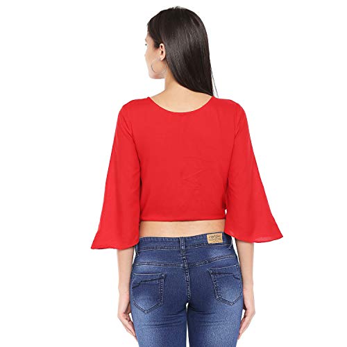 Image of OOMPH! Women's Crepe Ruffeld Top - Forest Green