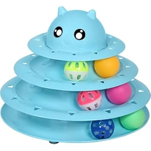 UPSKY Cat Toy Roller 3-Level Turntable Cat Toys Balls with Six Colorful Balls Interactive Kitten Fun Mental Physical Exercise Puzzle Kitten Toys