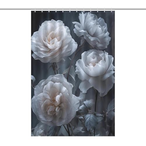 Rideau de douche fleur en polyester imperméable 122x183cm pour salle de bain - 7