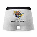 Planetee Caleçon Super Chauffeur Routier - Humour Boxer Gris Idée...