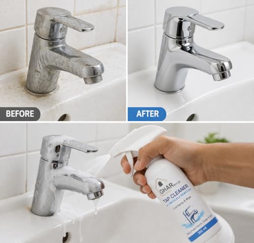 Image of Tap Cleaner & Limescale Remover - 250 ml | Instantly Removes, Hard Water stains | Cleans in 60 seconds | Maximum Shine | Suitable for Taps, Shower, Faucets, Descaler, Tiles, Mirrors
