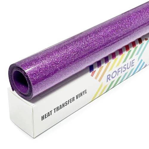 ROFISUE Deep Purple Glitter Heat Transfer Vinyl 126FT Glitter Iron on Vinyl for T-Shirts Easy to Cut & Weed Compatible with Cricut & All Cutter Machines